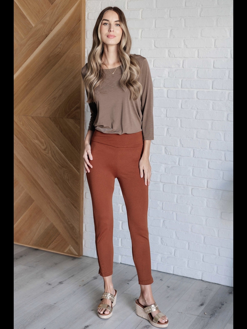 New Dear Scarlett Rust Magic High Waist Skinny Pants Size XL - Picture 7 of 15